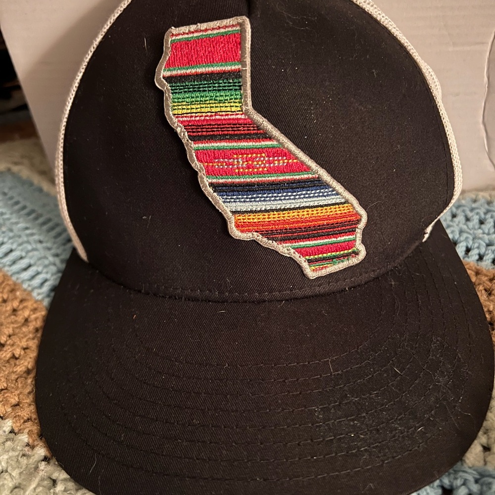 Sport-Tek Black and White Mesh Cap with Sarape CA Embroidered